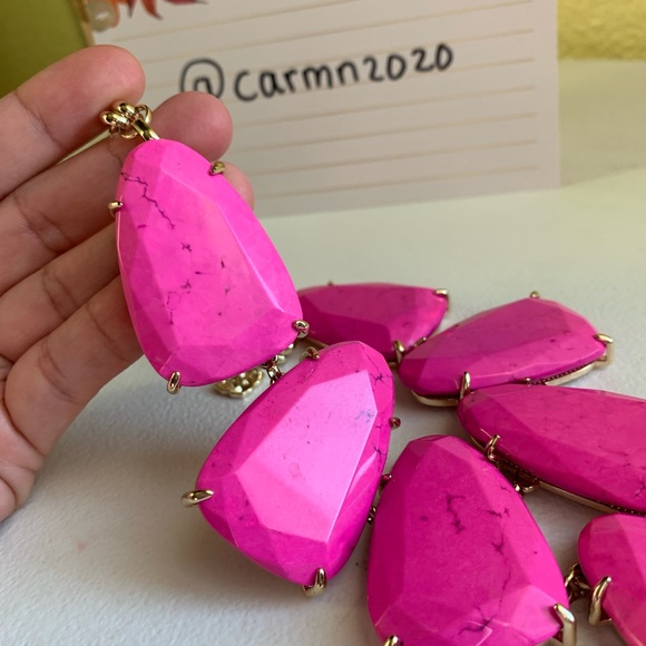 Kendra Scott Harlow statement necklace magenta neon pink rare barbie - Picture 10 of 11